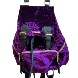 NWOT STEVE MADDEN RARE LUXE ROYAL PURPLE CRUSHED VELVET MINI BACKPACK